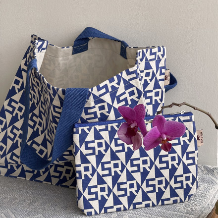 Cotton Shopping Bag Eco Shopper with makeup bag SRBG-35 JAZZ BLUE
