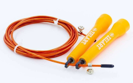 Скакалка швидкісна Кроссфіт з підшипником та сталевим тросом FI-1008A помаранчевий