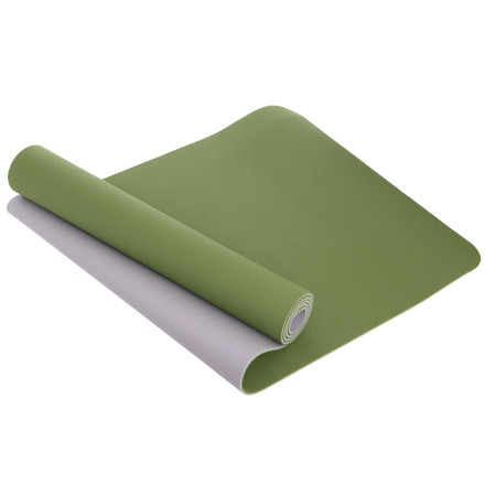 Коврик для фитнеса и йоги Yoga Mat 2x-слойный ZEL FI-3046 зеленый-серый