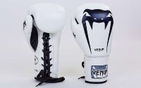 Рукавички боксерські шкіряні на шнурку Venum VL-5786-W(10-12oz)