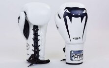 Перчатки боксерские кожаные на шнурке Venum VL-5786-W(10-12oz)