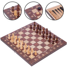 Шахматы, шашки, нарды 3 в 1 деревянные с магнитом W7703H