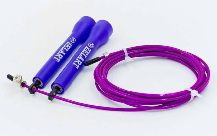 Скакалка швидкісна Кроссфіт з підшипником та сталевим тросом FI-1008A фіолетовий