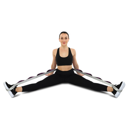 Стрічка стропа з петлями для розтяжки STRETCHING STRAP EZOUS I-02 10 петель сірий-фіолетовий
