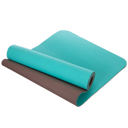 Коврик для фитнеса и йоги Yoga Mat 2x-слойный ZEL FI-3046 бирюзовый-серый