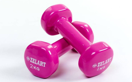 Гантелі для фітнесу з вініловим покриттям Zelart Beauty (2x2кг) TA-5225-2