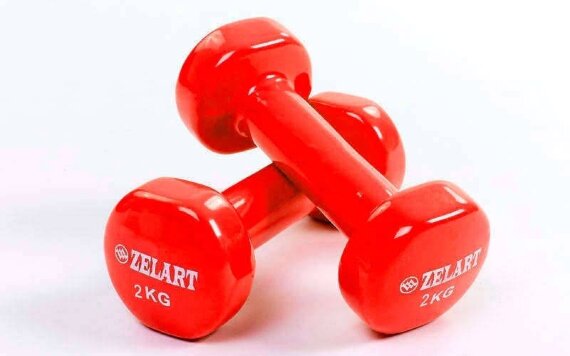 Гантели для фитнеса с виниловым покрытием Zelart Beauty (2x2кг) TA-5225-2