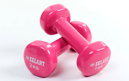 Гантелі для фітнесу з вініловим покриттям Zelart Beauty (2x2кг) TA-5225-2