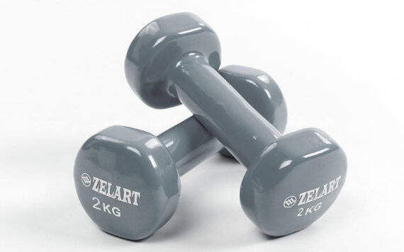 Гантели для фитнеса с виниловым покрытием Zelart Beauty (2x2кг) TA-5225-2