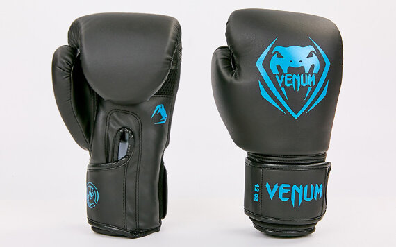 Перчатки боксерские Venum BO-8351-BKB черный-синий