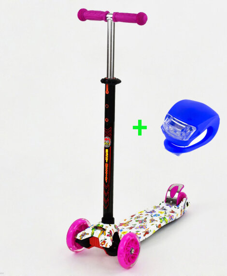 Самокат Scooter Maxi S779 Розовый бабочки "779-1396"