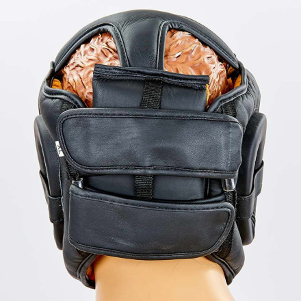 Шолом боксерський з повним захистом шкіряний BAD BOY VL-6621-BK чорний