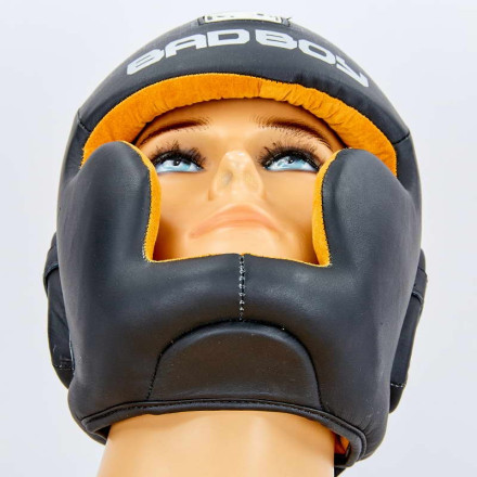 Шолом боксерський з повним захистом шкіряний BAD BOY VL-6621-BK чорний