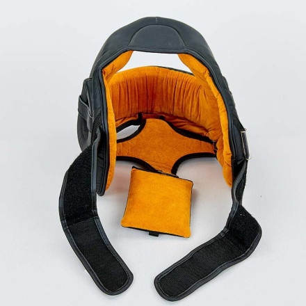 Шолом боксерський з повним захистом шкіряний BAD BOY VL-6621-BK чорний