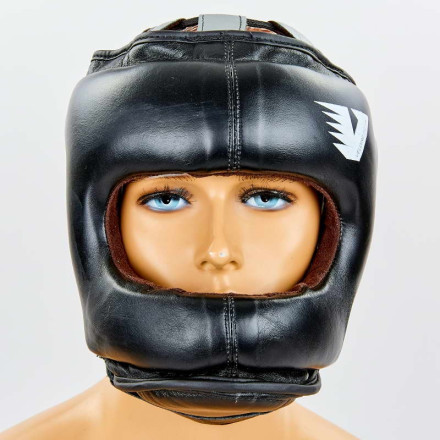 Шолом боксерський з бампером шкіряний VENUM BO-6636-BK чорний