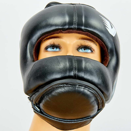 Шолом боксерський з бампером шкіряний VENUM BO-6636-BK чорний