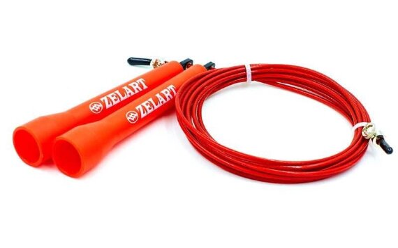 Скакалка скоростная Кроссфит с подшипником и стальным тросом FI-1008A красный