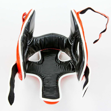 Шолом боксерський відкритий з посиленим захистом верхівки шкіряний VELO VL-8195-R червоний