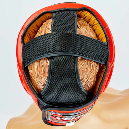 Шолом боксерський з повним захистом шкіряний VELO VL-8193-R червоний