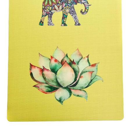 Килимок для йоги Джутовий (Yoga mat) Record FI-7157-6 принт Слон та Лотос