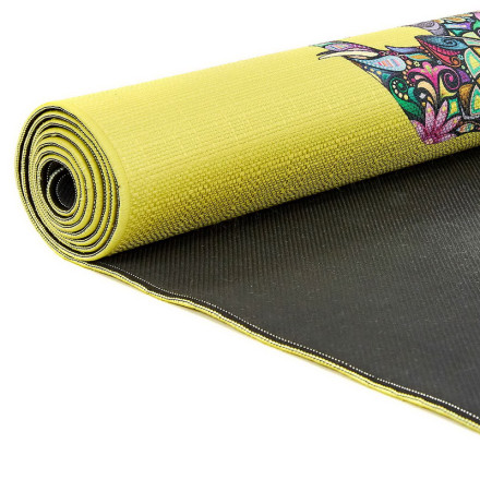 Килимок для йоги Джутовий (Yoga mat) Record FI-7157-6 принт Слон та Лотос