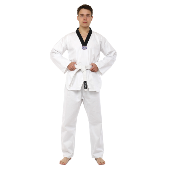 Кімоно для тхеквондо (добок) MATSA MA-0018 140-190см білий-чорний 