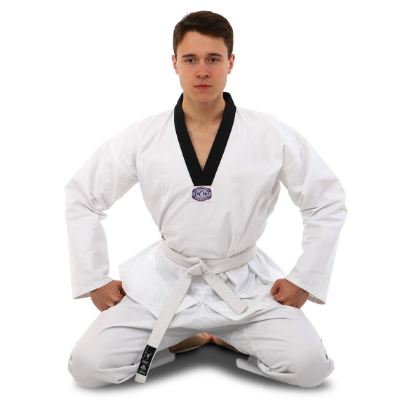Кімоно для тхеквондо (добок) MATSA MA-0018 140-190см білий-чорний 