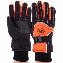 Перчатки горнолыжные теплые женские LUCKYLOONG B-31 черный-оранжевый