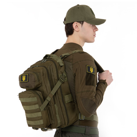 Шеврон патч на липучці "Тризуб" TY-9912 черный-желтый (комплект 2 шт)