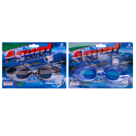 Окуляри для плавання дитячі з берушами та кліпсою для носа в комплекті 0403