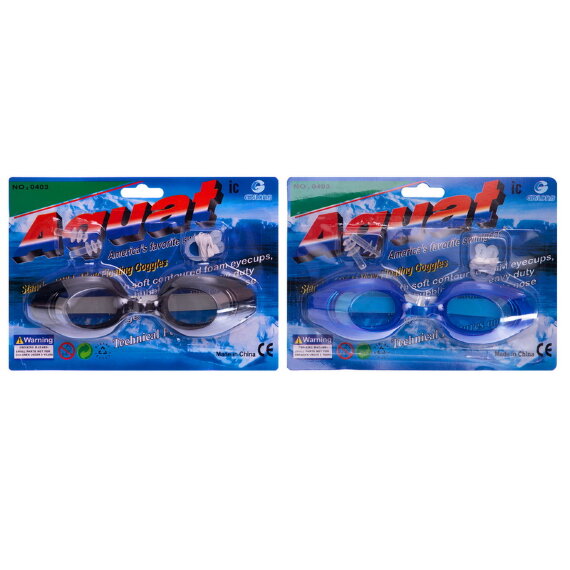 Очки для плавания детские с берушами и клипсой для носа в комплекте 0403