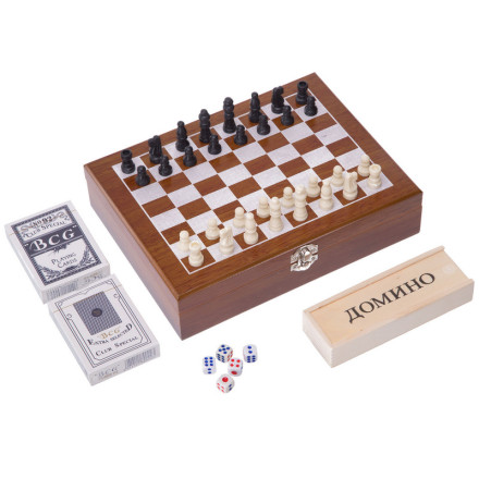 Набір настільних ігор 3 в 1 W2516B шахи, карти, доміно