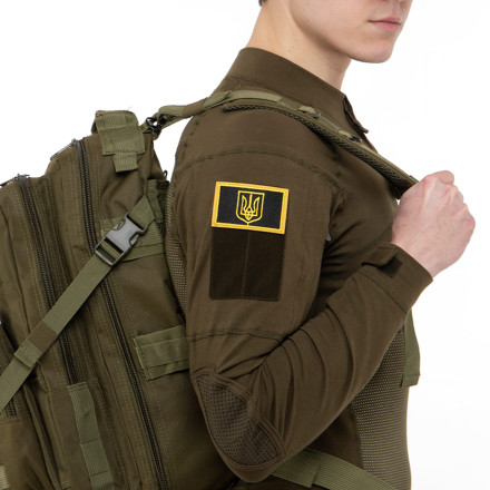 Шеврон патч на липучці "Тризуб" TY-9928 черный-желтый (комплект 2 шт)