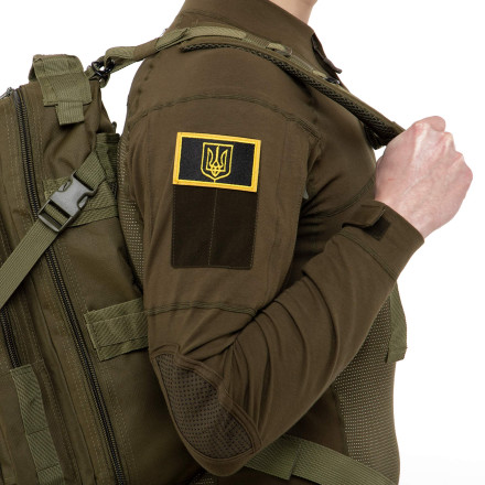 Шеврон патч на липучці "Тризуб" TY-9928 черный-желтый (комплект 2 шт)