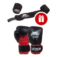 Перчатки боксерские Venum BO-0869-BKR черный-красный