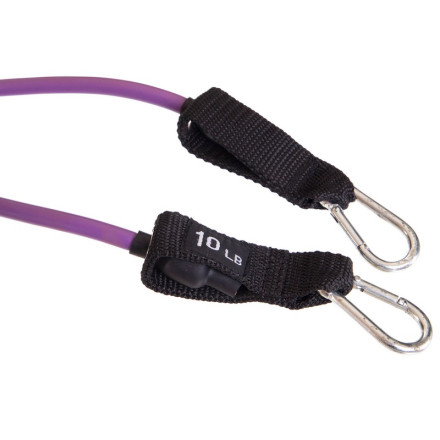 Еспандер трубчастий для фітнесу з карабіном DOUBLE CUBE DT-1002C-10LB 5,8 х8, 3x1200мм навантаження 4,5 кг фіолетовий