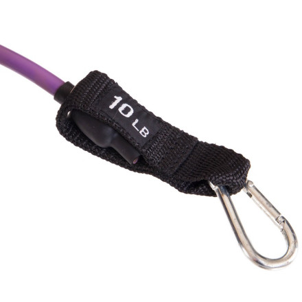 Еспандер трубчастий для фітнесу з карабіном DOUBLE CUBE DT-1002C-10LB 5,8 х8, 3x1200мм навантаження 4,5 кг фіолетовий