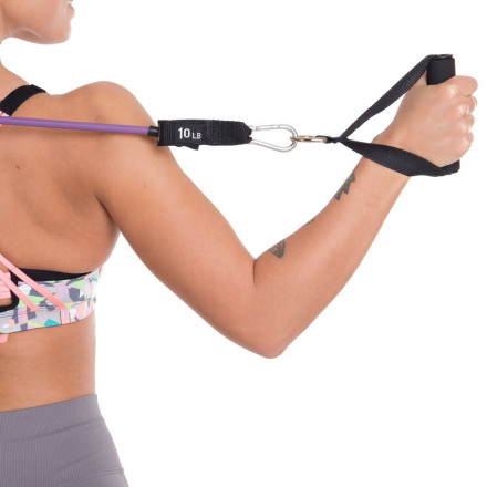 Еспандер трубчастий для фітнесу з карабіном DOUBLE CUBE DT-1002C-10LB 5,8 х8, 3x1200мм навантаження 4,5 кг фіолетовий