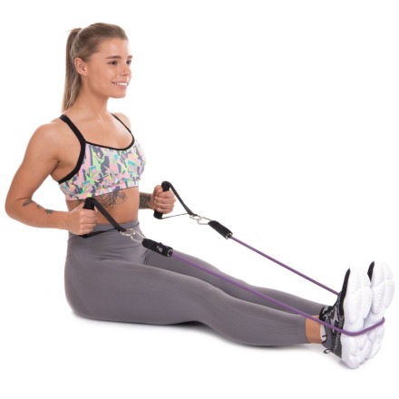 Еспандер трубчастий для фітнесу з карабіном DOUBLE CUBE DT-1002C-10LB 5,8 х8, 3x1200мм навантаження 4,5 кг фіолетовий